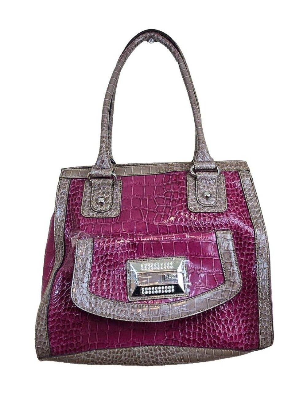 Guess Pink Cherry Rouge Leather Bag 24" Large Handbag Purse New